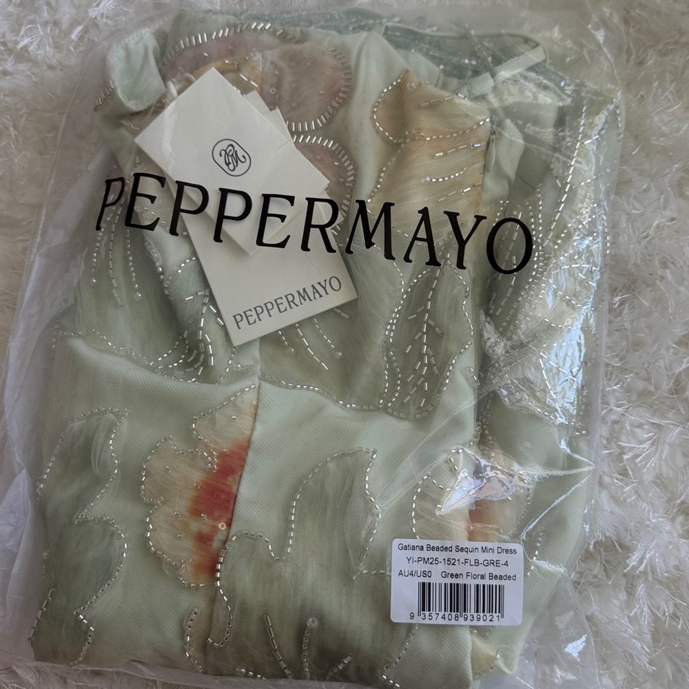 PEPPERMAYO Gatiana bead sequin floral beaded mini dress - Picture 7 of 13